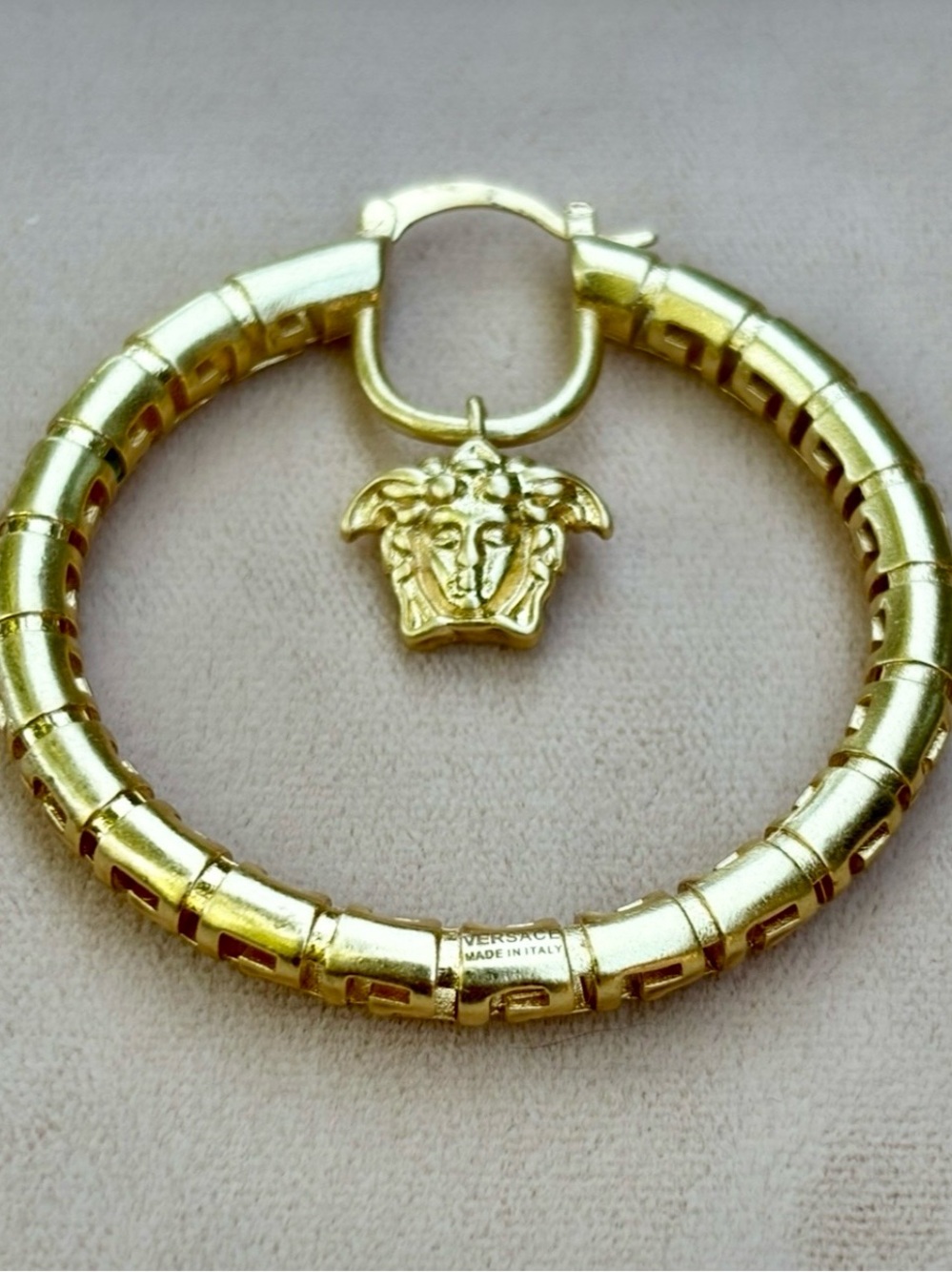 Vintage Versace Gold-Tone Medusa Hoop Earrings - Women Jewelry - Picture 11 of 11